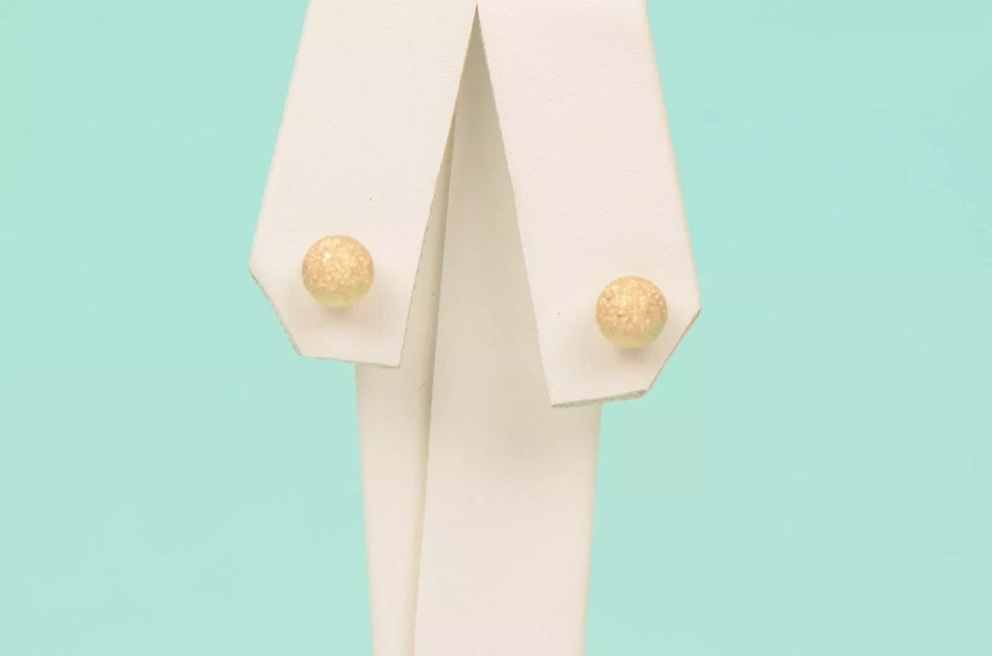 14k Yellow Solid Gold Laser Cut Ball Stud Earrings