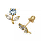 14k Yellow Gold CZ Flower Birthstone Stud Screw Back Earrings