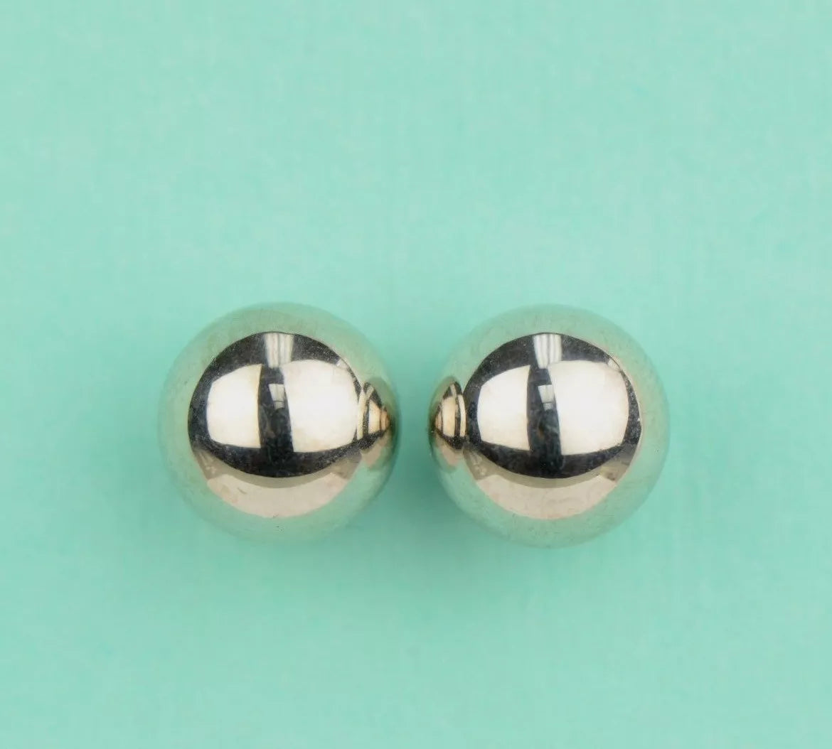 14k White Gold Ball Stud Earrings Top Quality High Polish