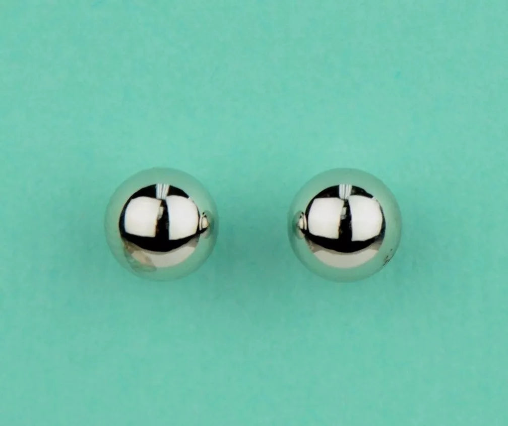 14k White Gold Ball Stud Earrings Top Quality High Polish