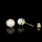 14k Yellow Gold Round Opal Stud Earrings/ Screw Back