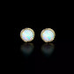 14k Yellow Gold Round Opal Stud Earrings/ Screw Back