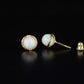 14k Yellow Gold Round Opal Stud Earrings/ Screw Back