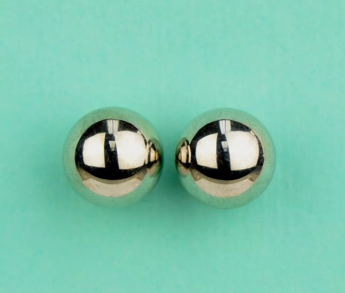 14k White Gold Ball Stud Earrings Top Quality High Polish