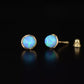 14k Yellow Gold Round Opal Stud Earrings/ Screw Back