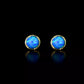 14k Yellow Gold Round Opal Stud Earrings/ Screw Back