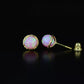 14k Yellow Gold Round Opal Stud Earrings/ Screw Back