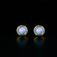 14k Yellow Gold Round Opal Stud Earrings/ Screw Back