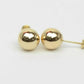 14k Solid Yellow Gold Ball stud earrings with screw back round High Polish