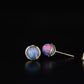 14k Yellow Gold Round Opal Stud Earrings/ Screw Back