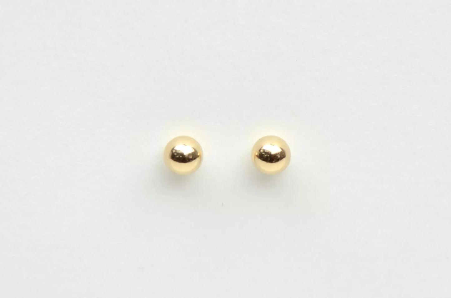 14k Solid Yellow Gold Ball stud earrings with screw back round High Polish