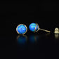 14k Yellow Gold Round Opal Stud Earrings/ Screw Back