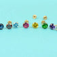 14K Solid Yellow Gold 3mm Round Birthstone Stud Earrings with screw back