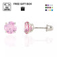 14K Solid White Gold 2.5mm Round Birthstone Stud Earrings with Screw Back