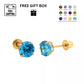 14K Solid Yellow Gold 4mm Round Birthstone Stud Earrings with screw back