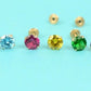 14K Solid Yellow Gold 4mm Round Birthstone Stud Earrings with screw back