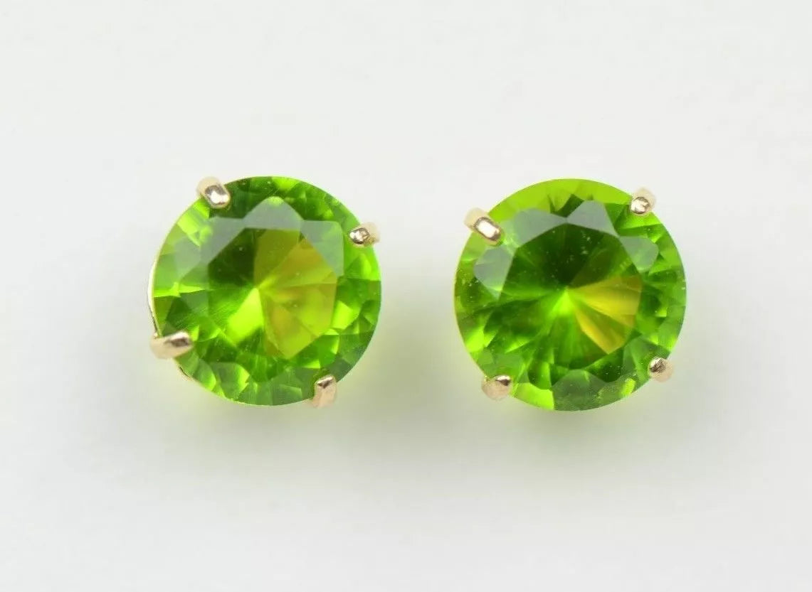 14K Solid Yellow Gold 4mm Round Birthstone Stud Earrings with screw back