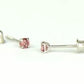 14K Solid White Gold 2.5mm Round Birthstone Stud Earrings with Screw Back