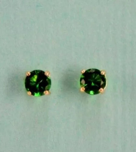 4K Yellow Gold 3mm Round Birthstone Stud Earrings with Push Back