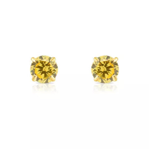 14K Solid Yellow Gold 4mm Round Birthstone Stud Earrings with screw back