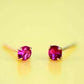 4K Yellow Gold 3mm Round Birthstone Stud Earrings with Push Back