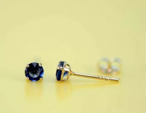 4K Yellow Gold 3mm Round Birthstone Stud Earrings with Push Back