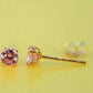 4K Yellow Gold 3mm Round Birthstone Stud Earrings with Push Back