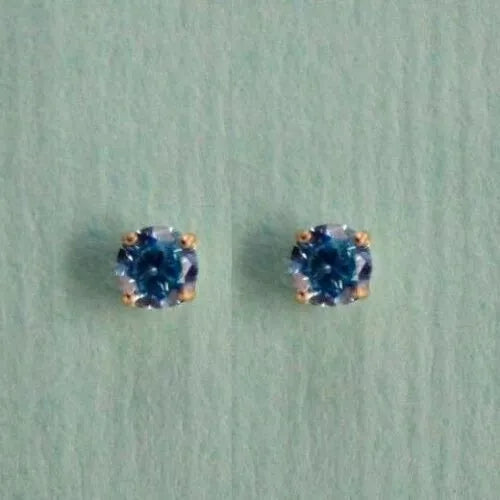 4K Yellow Gold 3mm Round Birthstone Stud Earrings with Push Back