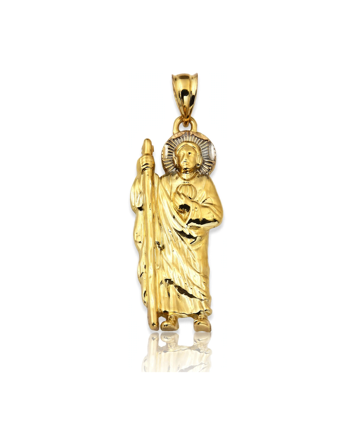 Saint Jude Two-Tone Halo Pendant - 10K Gold