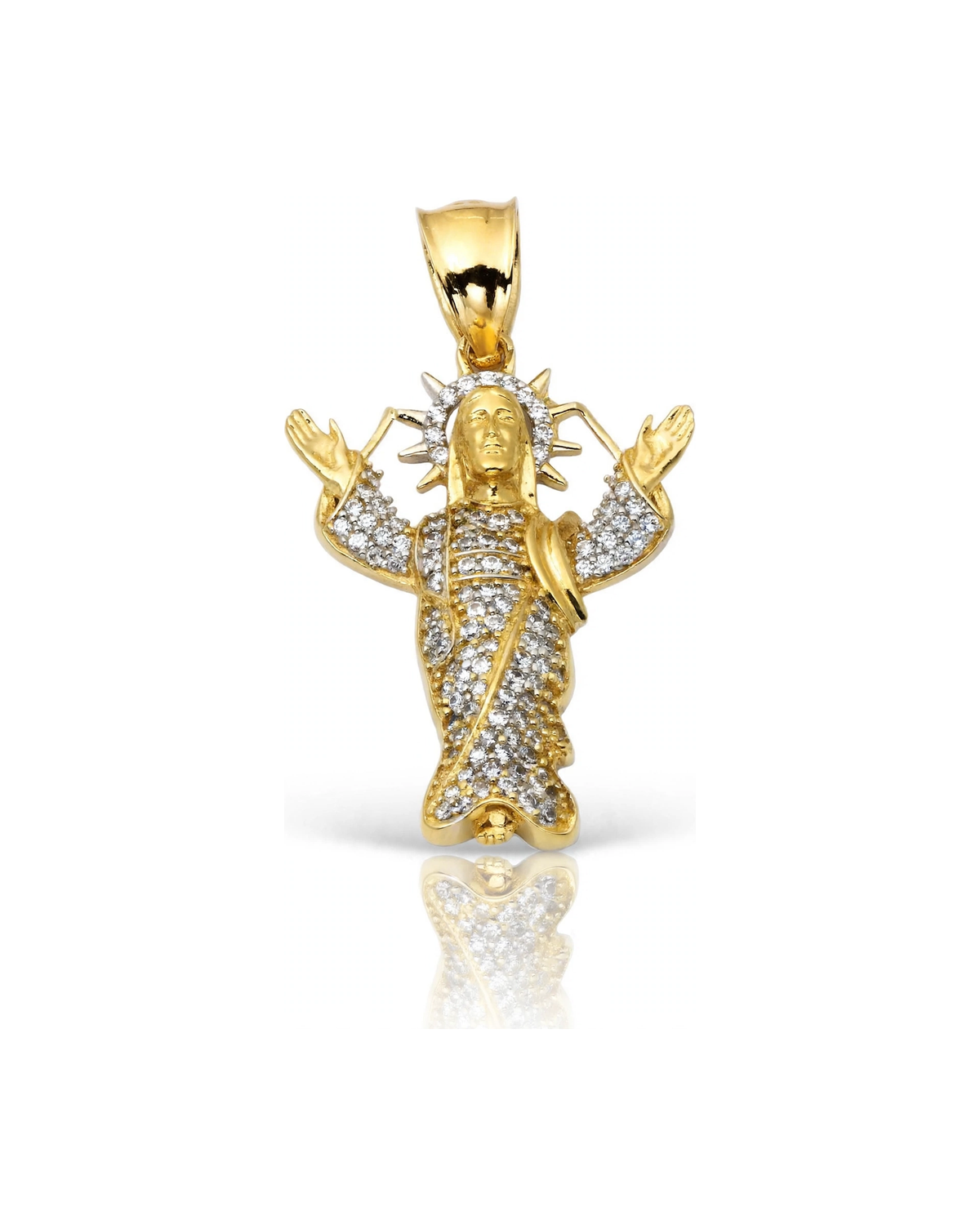 San Judas Pendant with CZ Robe - 10K Gold
