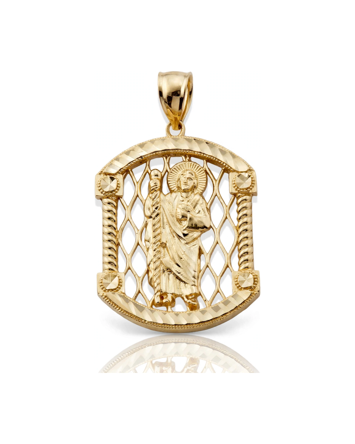 San Judas Pendant Lattice Frame - 10K Yellow Gold