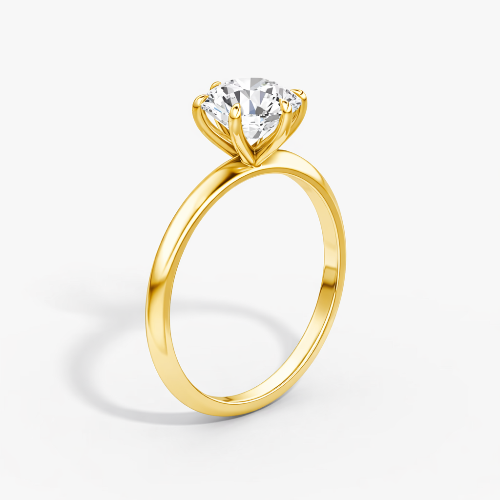 14K Round Solitaire — 6 Prong