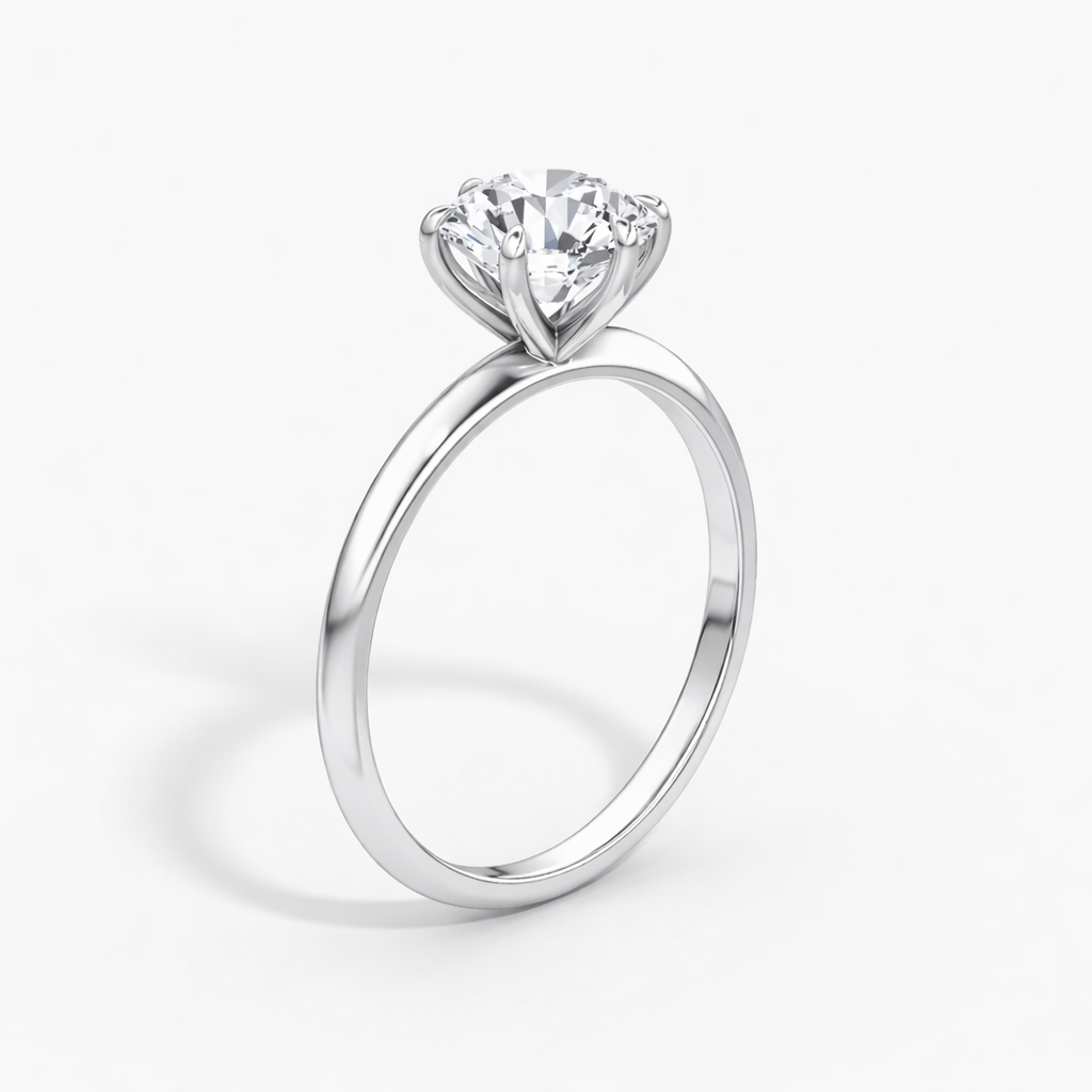 14K Round Solitaire — 6 Prong
