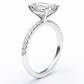 14K Emerald Solitaire — Flat Band Pave