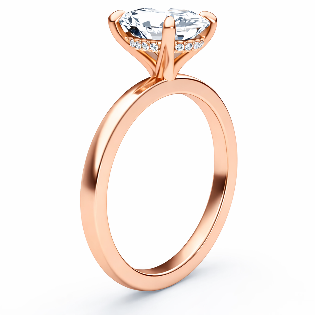 14K Oval Solitaire — Hidden Halo
