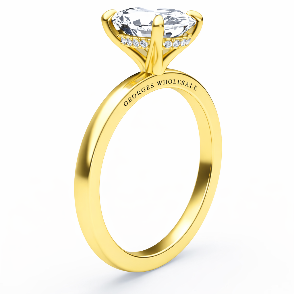 14K Oval Solitaire — Hidden Halo
