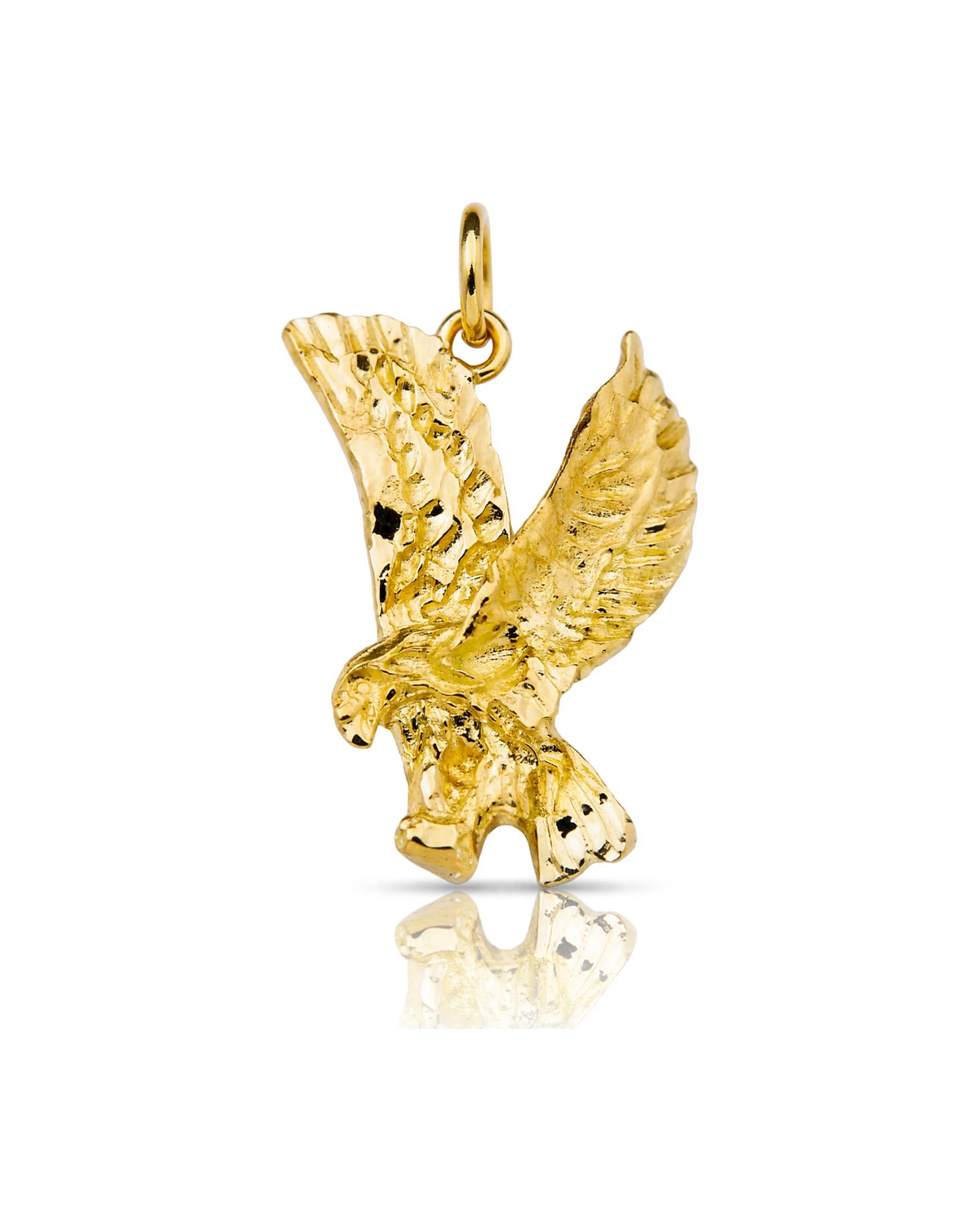 Small Eagle Pendant with Textured Nugget Finish - 10K Yellow Gold