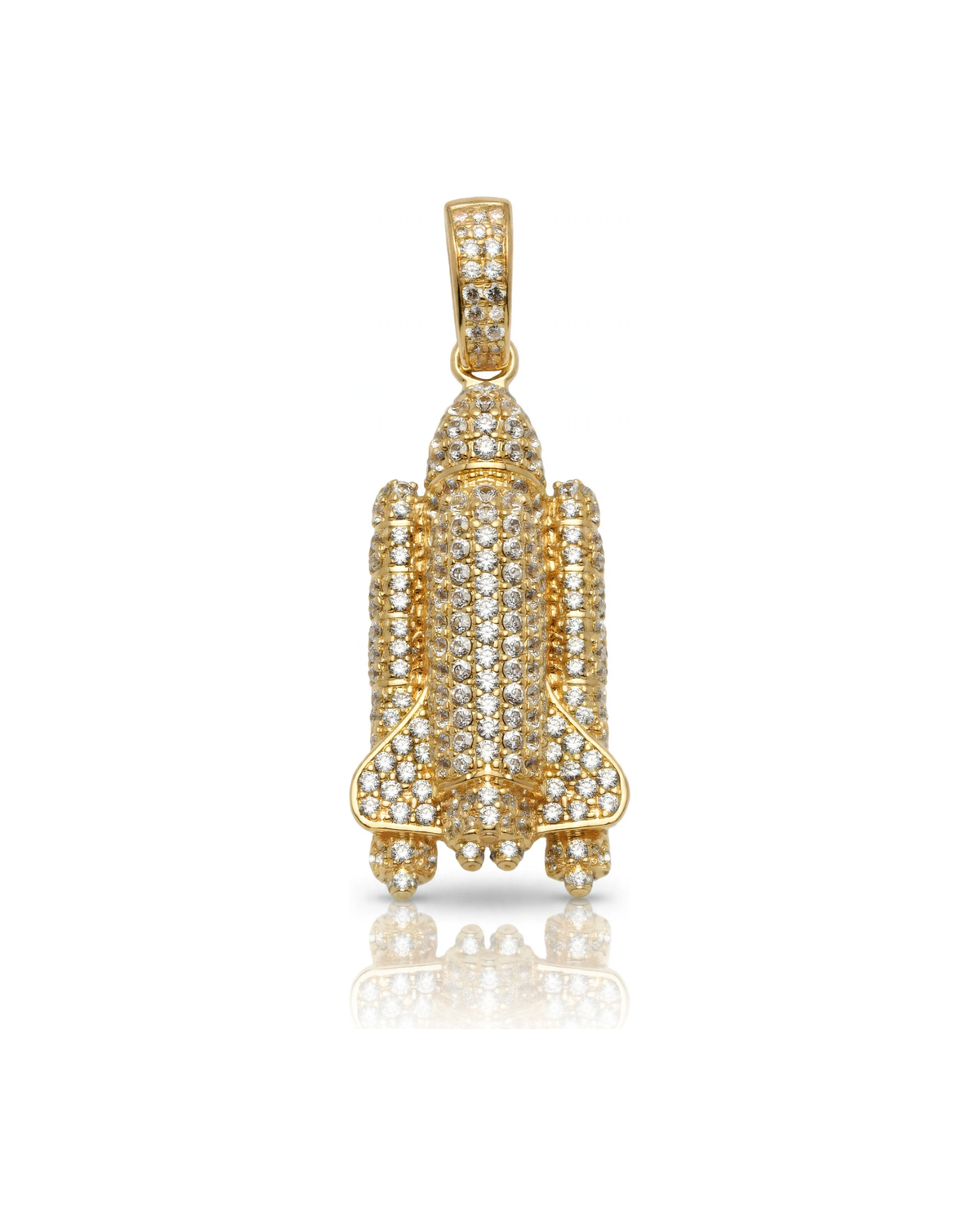 Space Shuttle Pendant with CZ - 10K Gold