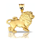 Standing Lion Pendant with Textured Mane - 10K Yellow Gold