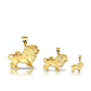 Standing Lion Pendant with Textured Mane - 10K Yellow Gold