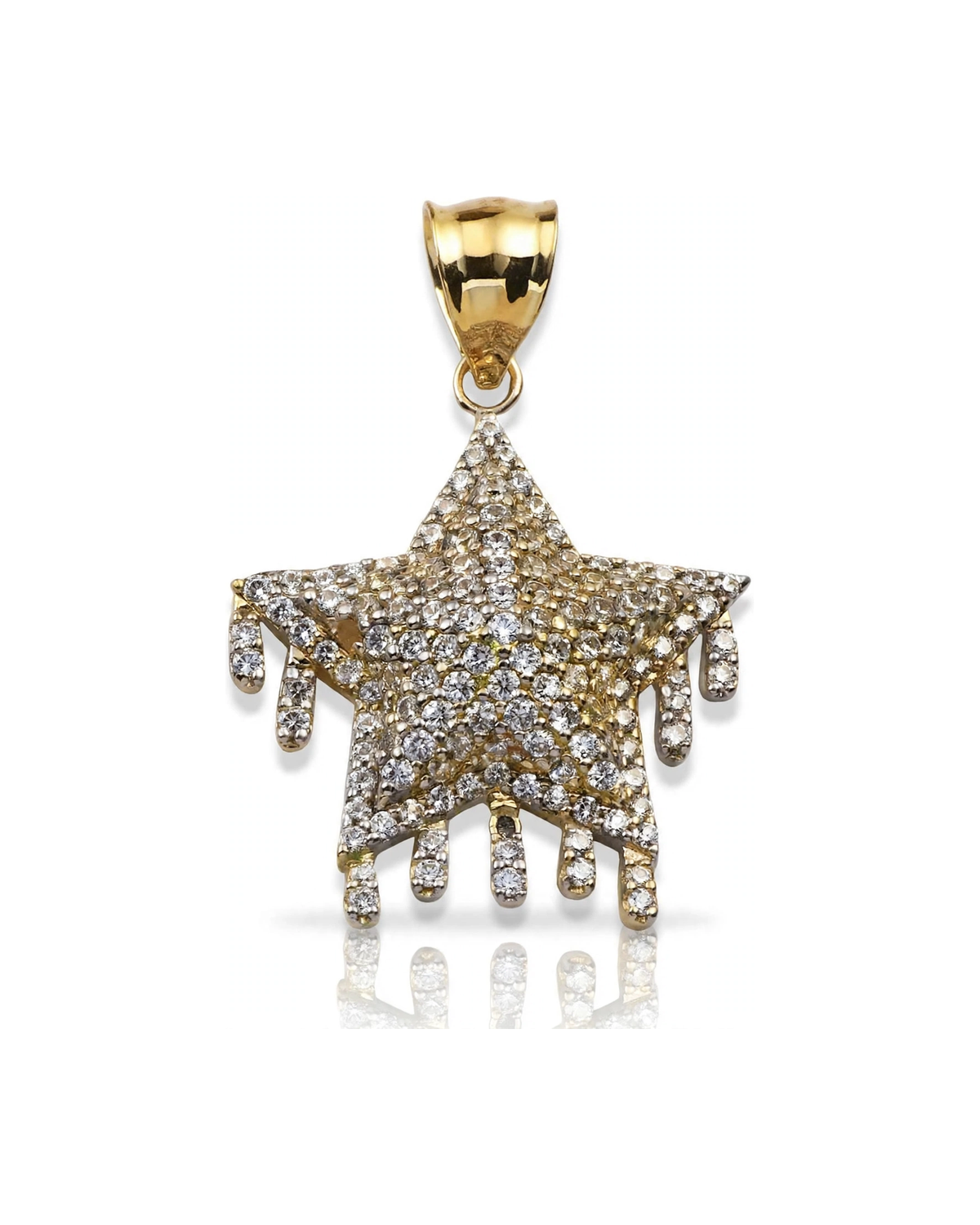 Star Pendant with CZ Drip - 10K Gold