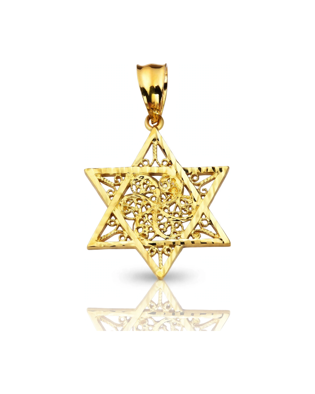 Star of David Filigree Pendant - 10K Yellow Gold