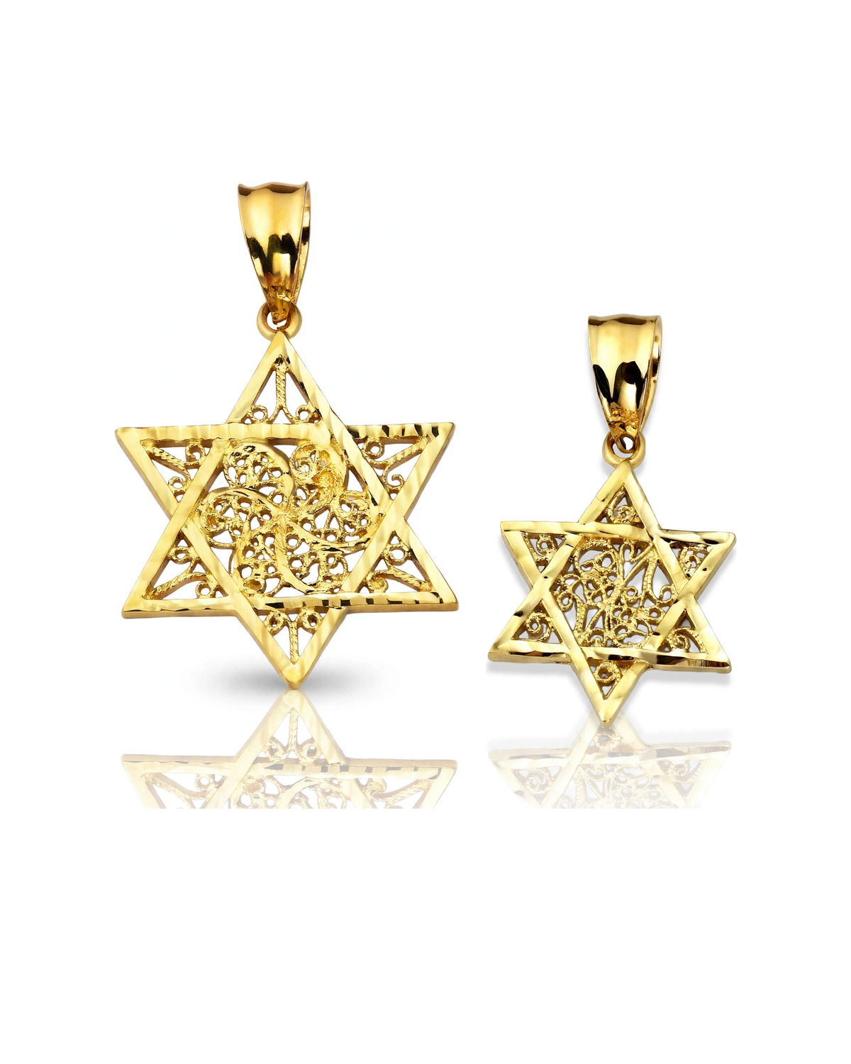 Star of David Filigree Pendant - 10K Yellow Gold