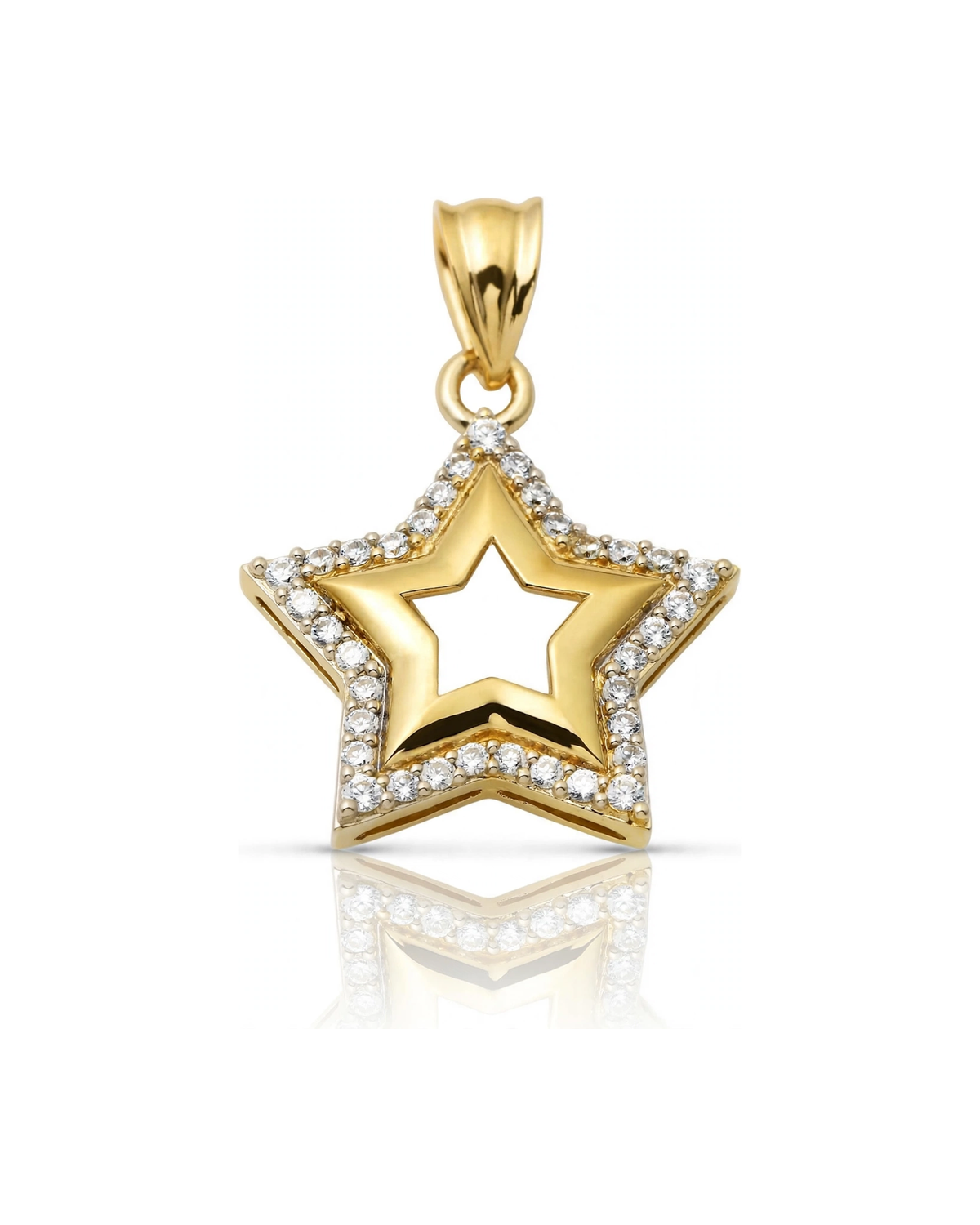 Star Pendant Open with CZ Border - 10K Gold