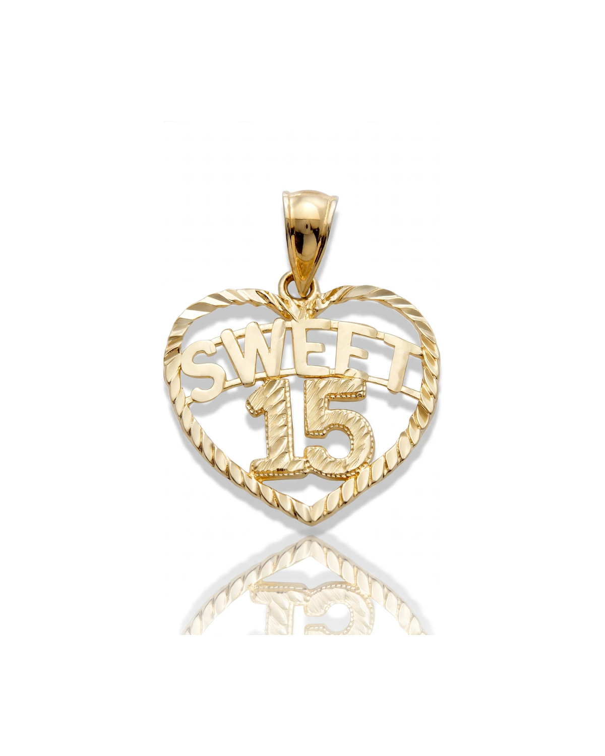 Sweet 15 Pendant Heart Small - 10K Yellow Gold