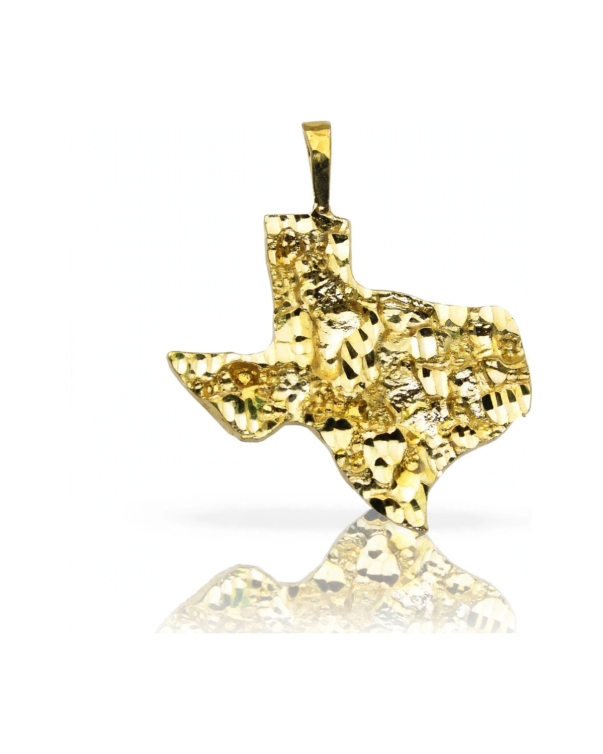 Texas State Pendant with Nugget Texture - 10K Yellow Gold