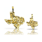 Texas State Pendant with Nugget Texture - 10K Yellow Gold