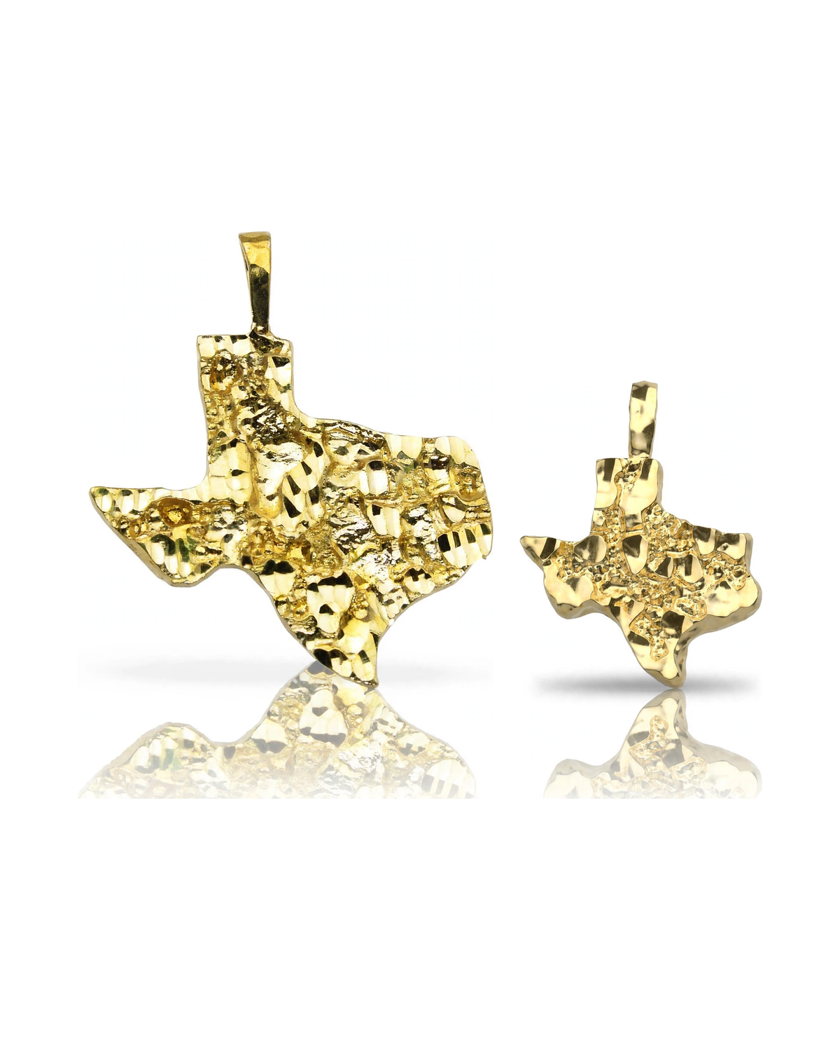 Texas State Pendant with Nugget Texture - 10K Yellow Gold