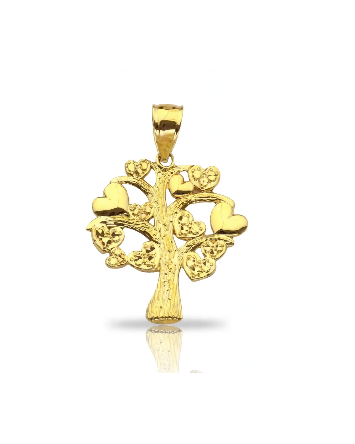 Tree of Life Pendant with Hearts - 10K Yellow Gold