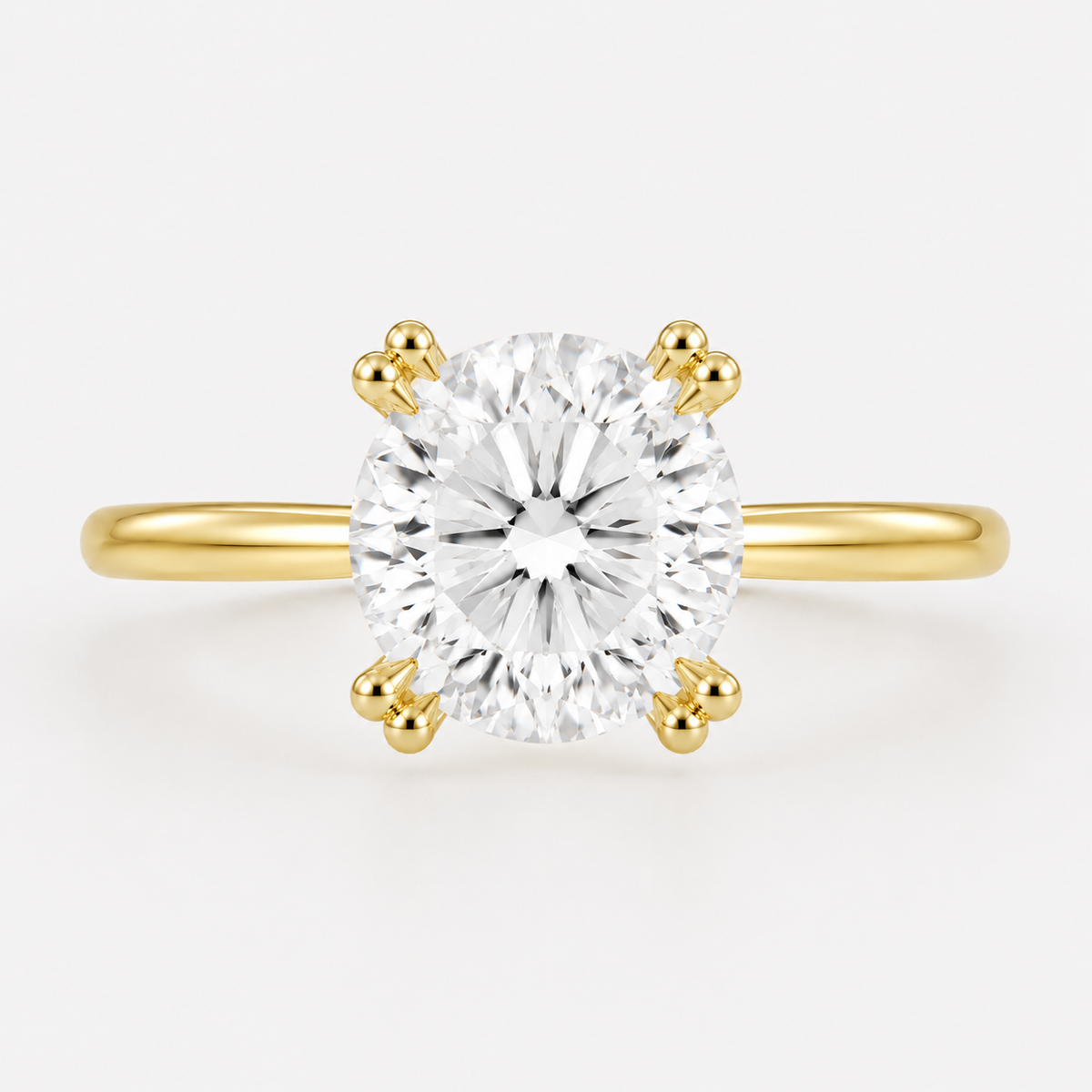 14K Round Solitaire — Tulip (New Design)